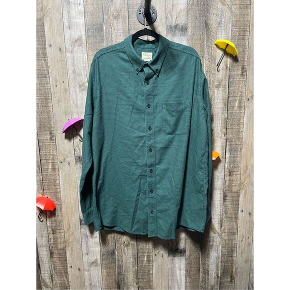 L.L. Bean Other - L.L. Bean Green and Navy Houndstooth Button Down Shirt XL Tall